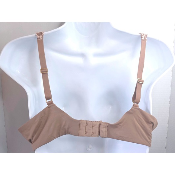 Natori Feathers Contour Plunge Bra 36C Tan Cafe Lace Strap Underwire 730023 - Picture 6 of 8